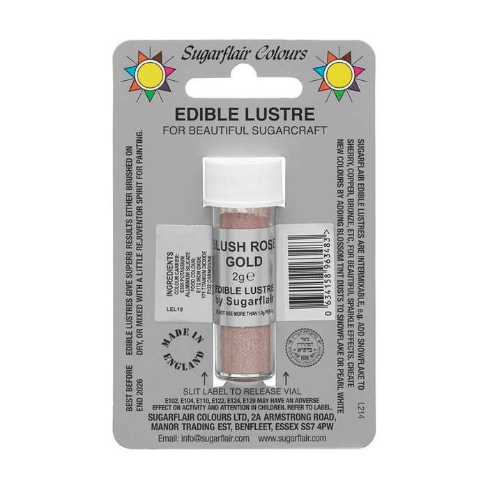 Sugarflair Edible Lustre Powder Dust Shimmer for Cake - Blush Rose Gold