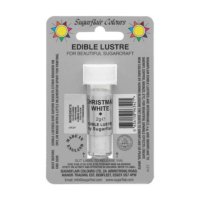 Sugarflair Edible Lustre Powder Dust Shimmer Cake Decorating - Christmas White