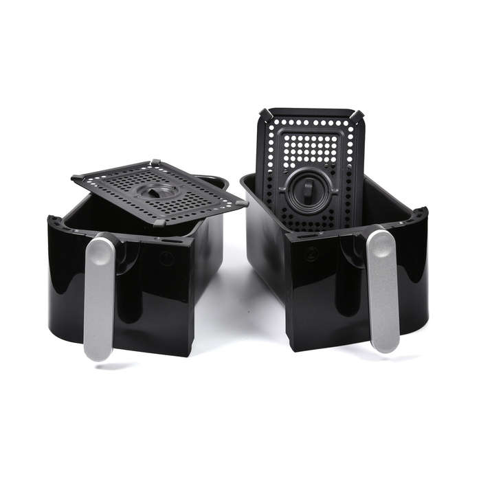 EMtronics EMDAF9LD Digital 9L Double Basket Large Air Fryer with Timer - Black