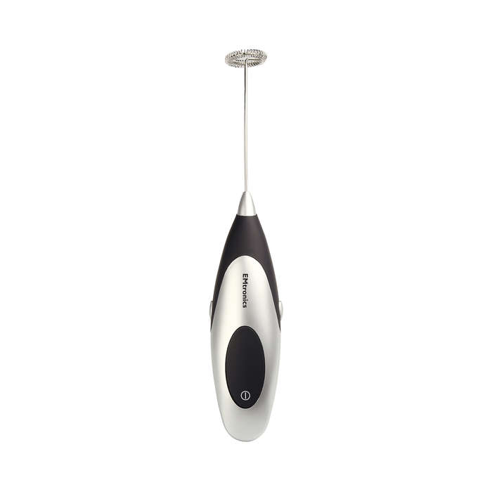 EMtronics Battery Operated Milk Frother, One Touch Function, Steam-Free - Silver