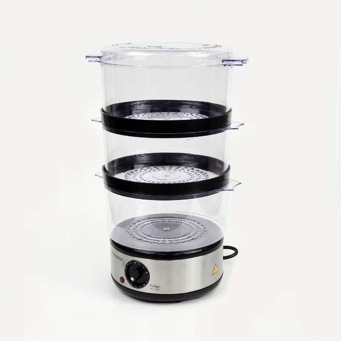 EMtronics 3 Tier Food, Meat, Veg Steamer 6 Litre with Timer For Vegetables Agrade damaged pacaging
