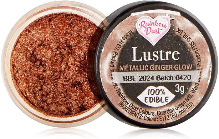 Rainbow Dust Lustre METALLIC GINGER GLOW Edible Shimmer Powder Cake Decorating