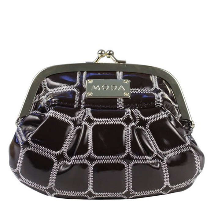 Moda Marisa Ladies Womens Classic Clutch Bag Handbag With Clasp - Gold Rush
