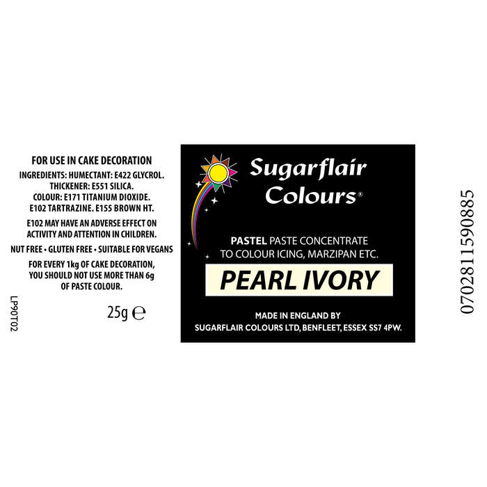 Sugarflair PEARL IVORY Pastel Paste Gel Edible Concentrated Food Colouring