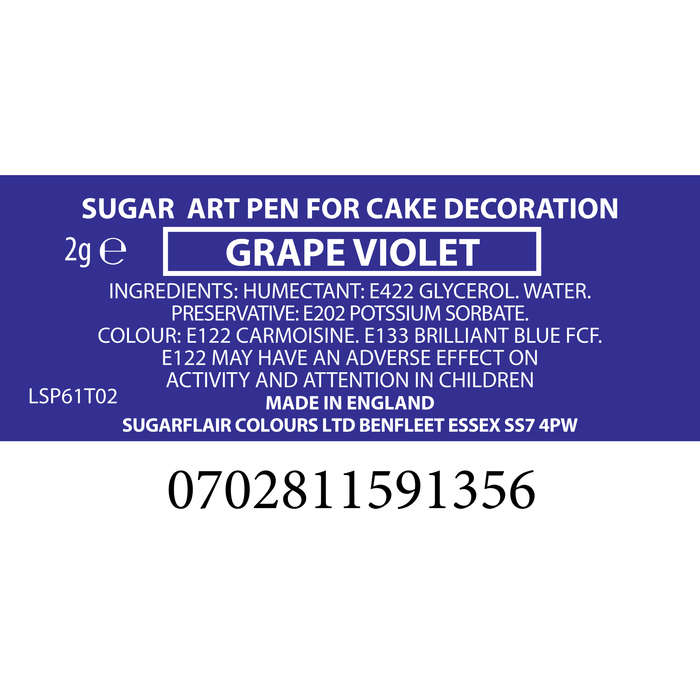 Sugarflair Sugar-Art Colour Pens - Grape Violet - Dual Tip Edible Colour Pen