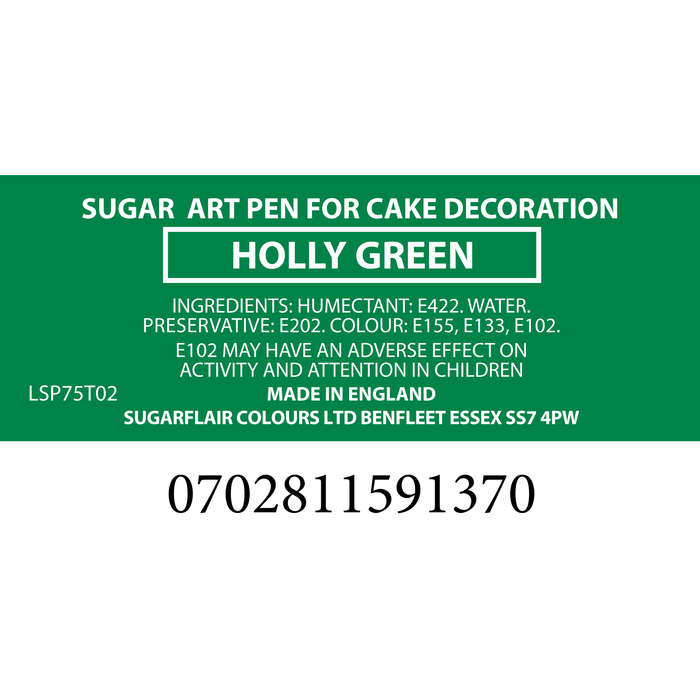 Sugarflair Sugar-Art Colour Pens - Holly Green - Dual Tip Edible Food Colour Pen