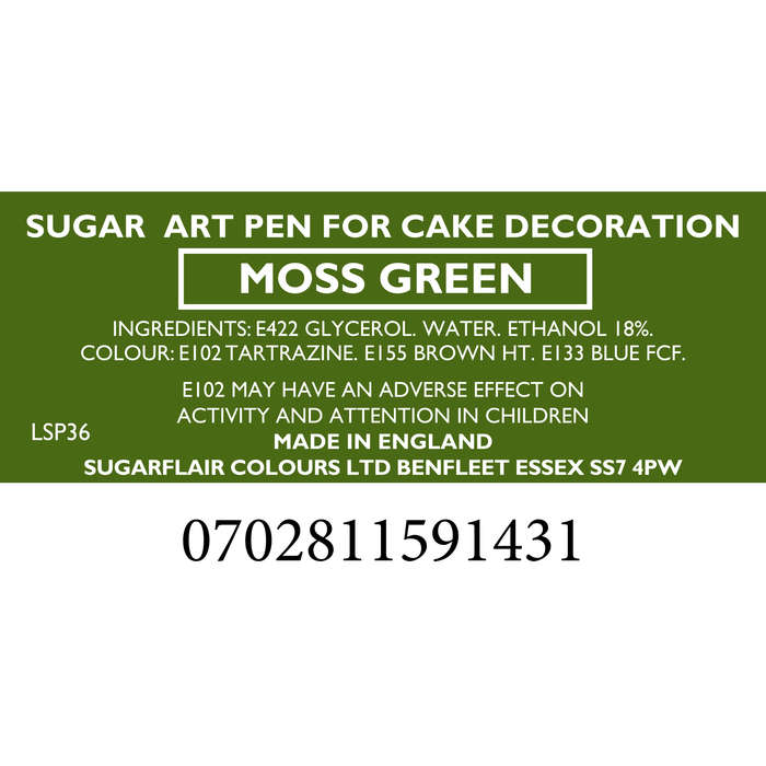 Sugarflair Sugar-Art Colour Pens - Moss Green - Dual Tip Edible Food Colour Pen