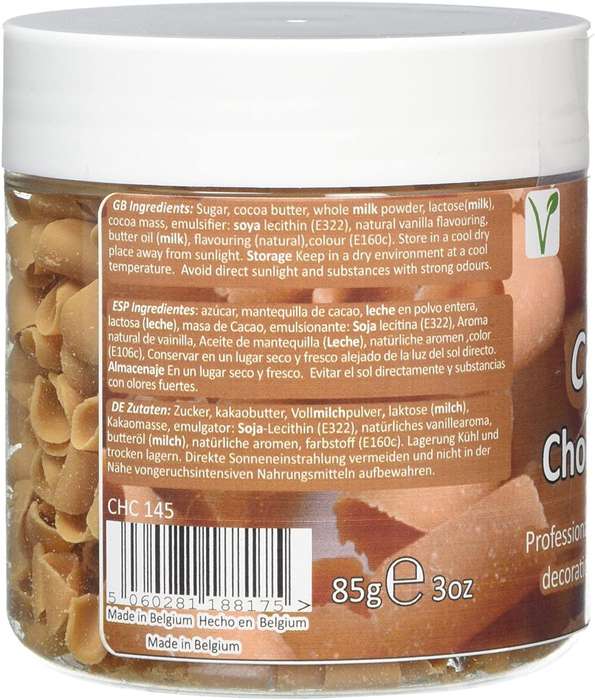 PME Belgian Caramel Chocolate Curls for Decorating Cakes Muffins Cupcakes 85g