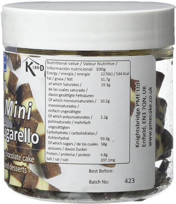 PME Belgian Striped Mini Chocolate Cigarellos Muffin Cup Cake Decorating 100g
