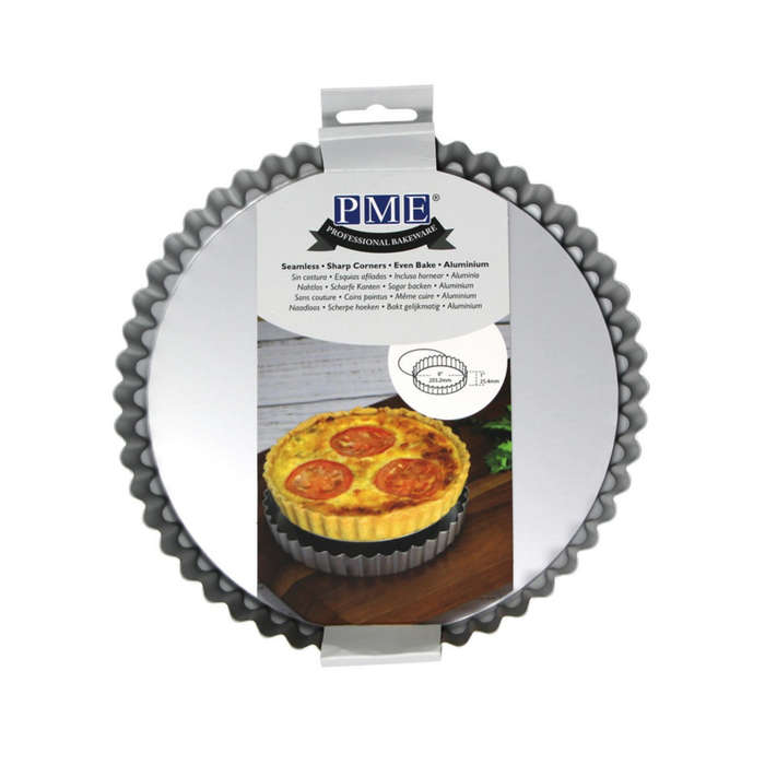 PME Loose Bottom Flan Pan - 20cm / 8` - Aluminium Flan Quiche Tart Baking Tin