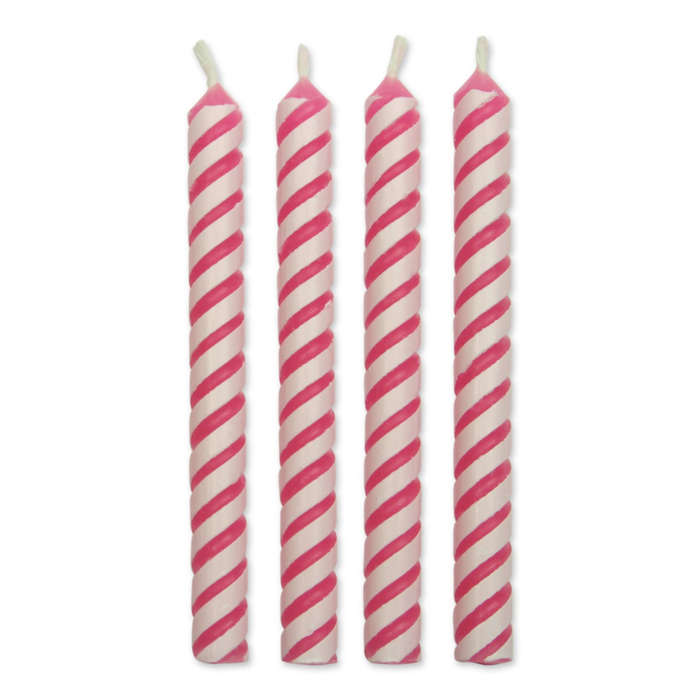 PME 24pk Medium Pink Striped Candles Celebration Birthday Party Cake Decorating