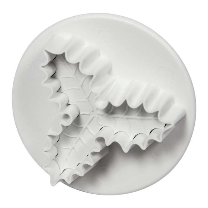 PME Small VEINED THREE LEAF HOLLY Plastic Icing CutOut Plunger Cutter Sugarcraft