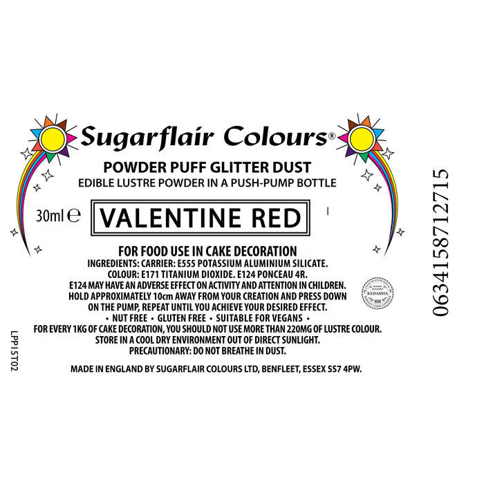 Sugarflair Powder Puff Edible Pump Spray Lustre Dust 10g - Valentine Red