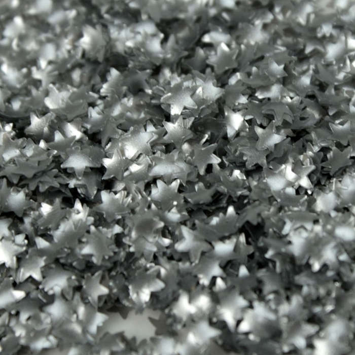 Rainbow Dust Confetti - Dark Silver Stars - Edible Metallic Cake Sprinkles