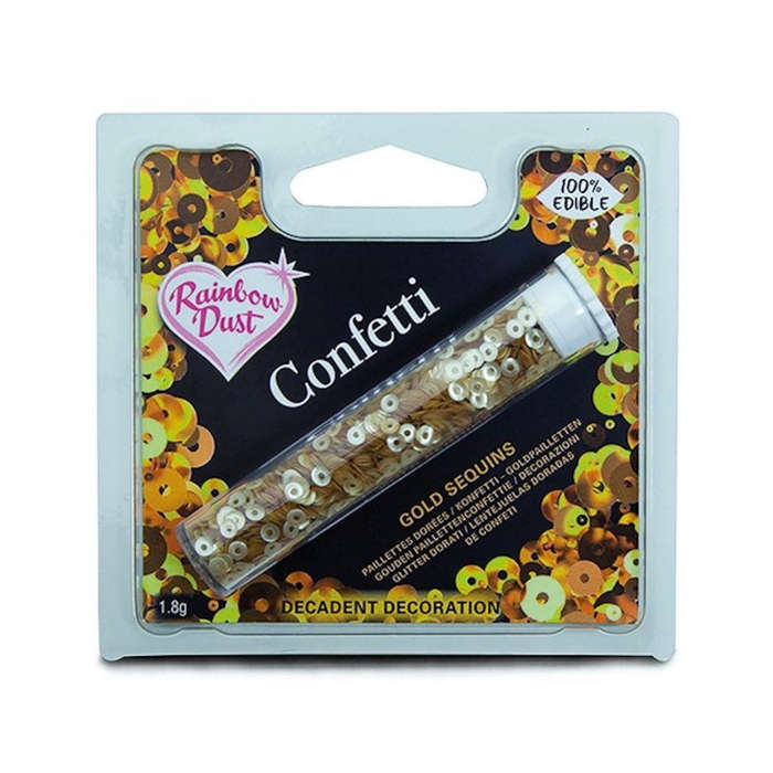 Rainbow Dust Confetti - Gold Sequins - Edible Metallic Cake Sprinkles