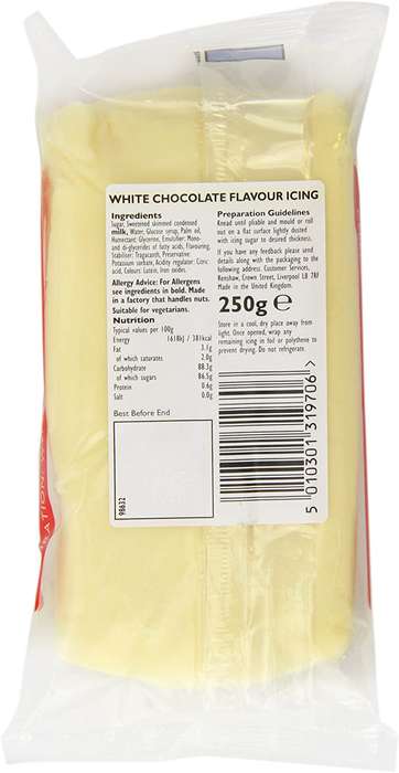 Renshaw Ready To Roll Icing Fondant Cake Regalice 250g WHITE CHOCOLATE FLAVOUR