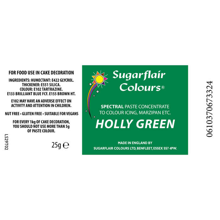 SugarFlair Spectral Concentrated Edible Paste Food Colouring - Holly Green