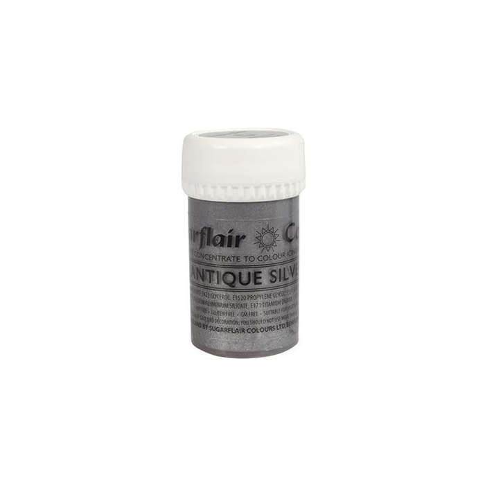 Sugarflair Satin Paste Concentrated Edible Food Colouring Gel - Antique Silver