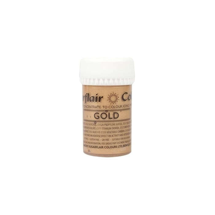 Sugarflair Satin Paste Concentrated Edible Food Colouring Gel Paste - Gold