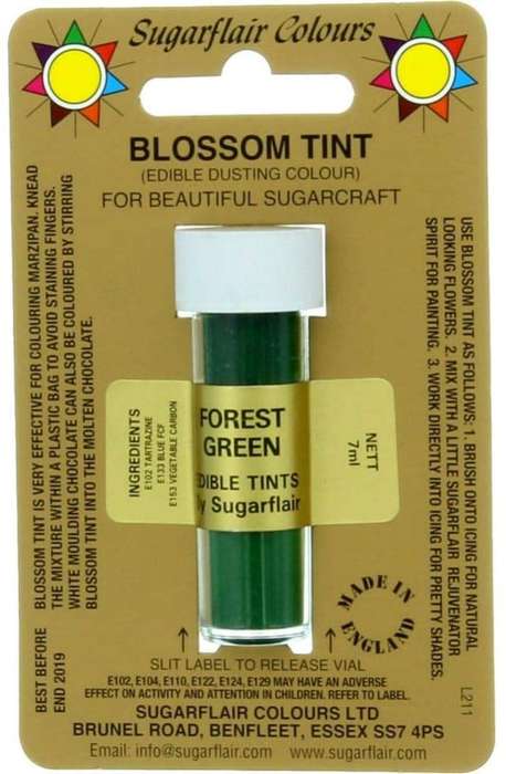 Sugarflair Forest Green Edible Blossom Tints Food Colour Colouring Dust Powder