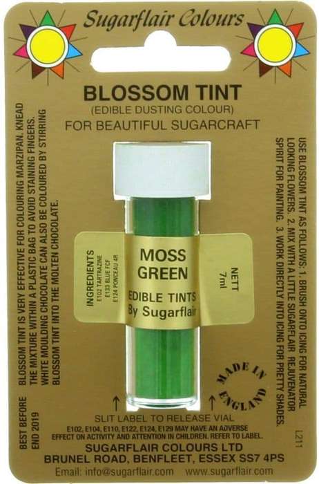 Sugarflair Moss Green Edible Blossom Tints Food Colour Colouring Dust Powder
