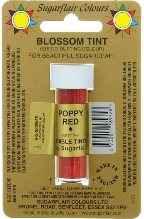 Sugarflair Poppy Red Edible Blossom Tints Food Colour Colouring Dust Powder