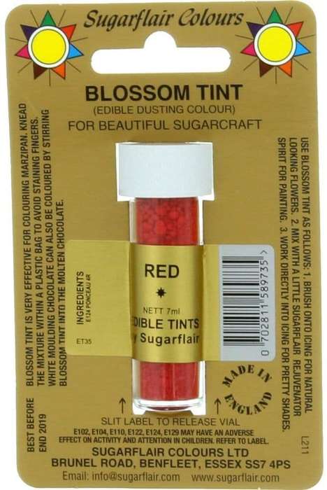 Sugarflair Red Edible Blossom Tints Food Colour Colouring Dust Powder