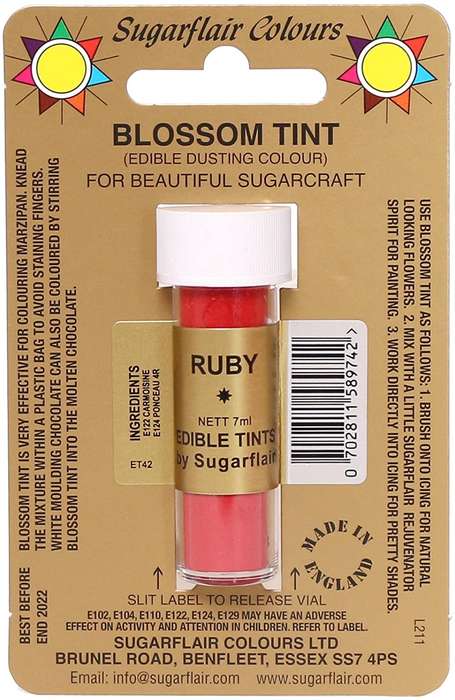 Sugarflair Ruby Edible Blossom Tints Food Colour Colouring Dust Powder