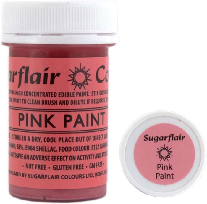 Sugarflair Pink Edible Paint Cake Icing Matt Colour for Sugarpaste Decorating