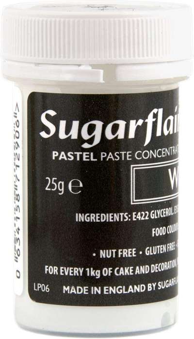 Sugarflair WHITE Pastel Paste Edible Concentrated Cake Icing Decor Food Colour