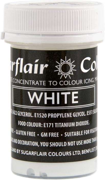 Sugarflair WHITE Pastel Paste Edible Concentrated Cake Icing Decor Food Colour