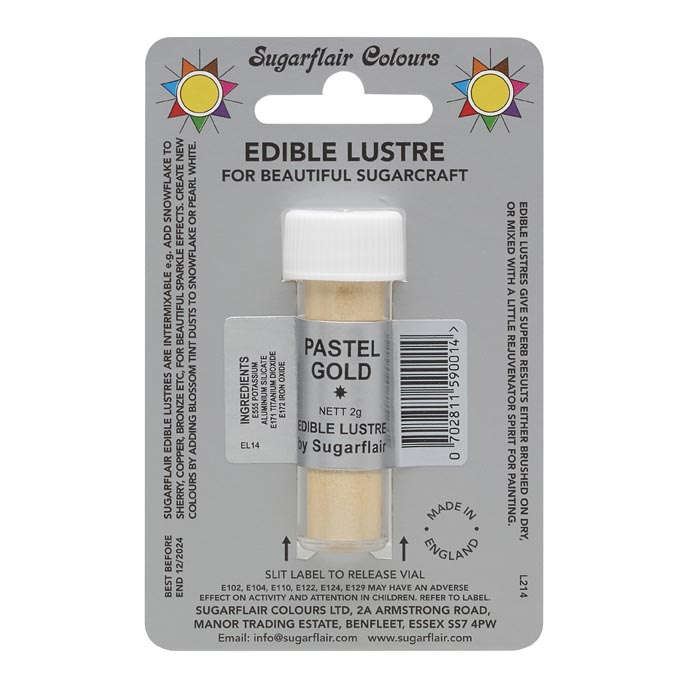 SugarFlair Edible PASTEL GOLD Lustre Powder Food Colour Icing Cake Decoration