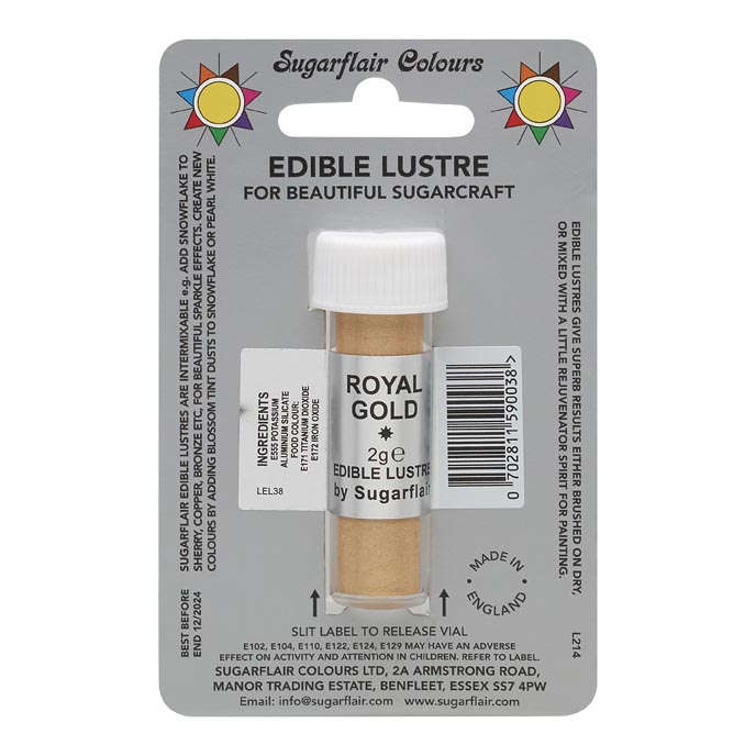 SugarFlair Edible Royal Gold Lustre Powder Food Colour Icing Cake Decoration