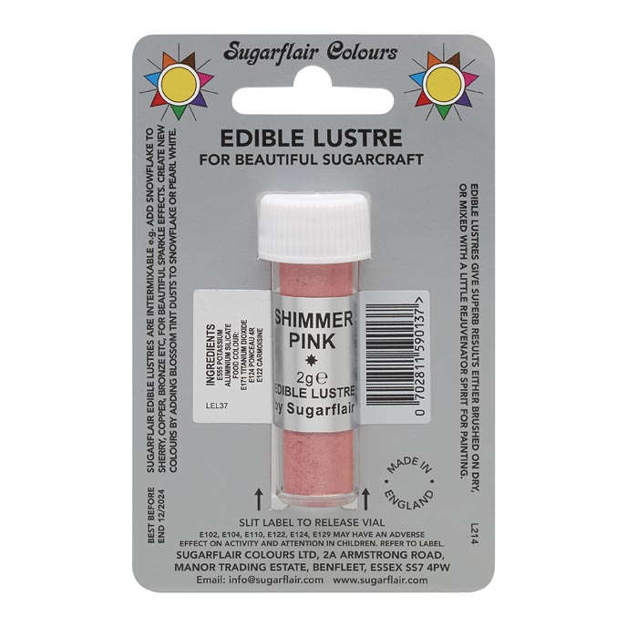 SugarFlair Edible Shimmer Pink Lustre Powder Food Colour Icing Cake Decoration
