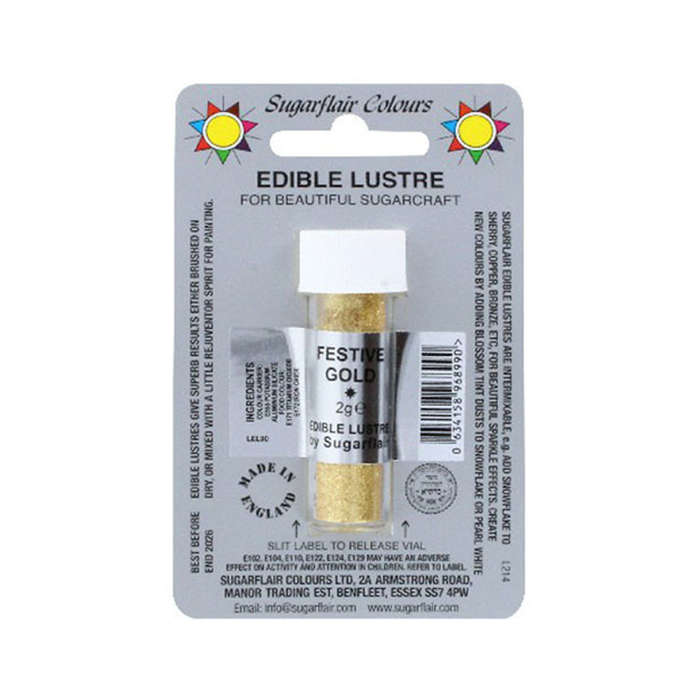 Sugarflair Edible Lustre Powder Dust Shimmer for Cake Decorating - Festive Gold