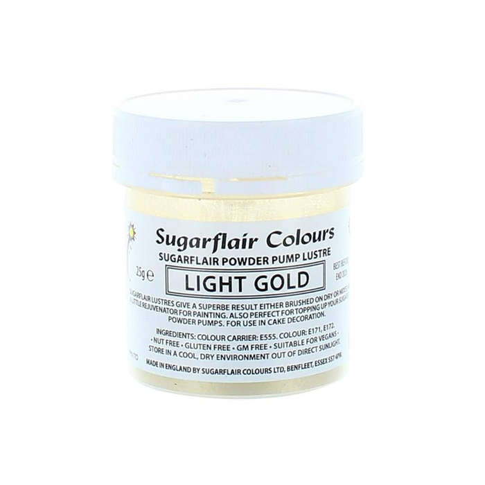 Sugarflair Edible Pump Lustre Dust Refill Colour 25g - Light Gold