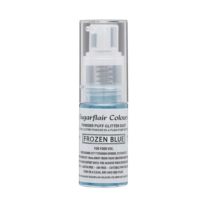 Sugarflair Powder Puff Edible Pump Spray Lustre Dust 10g - Frozen Blue