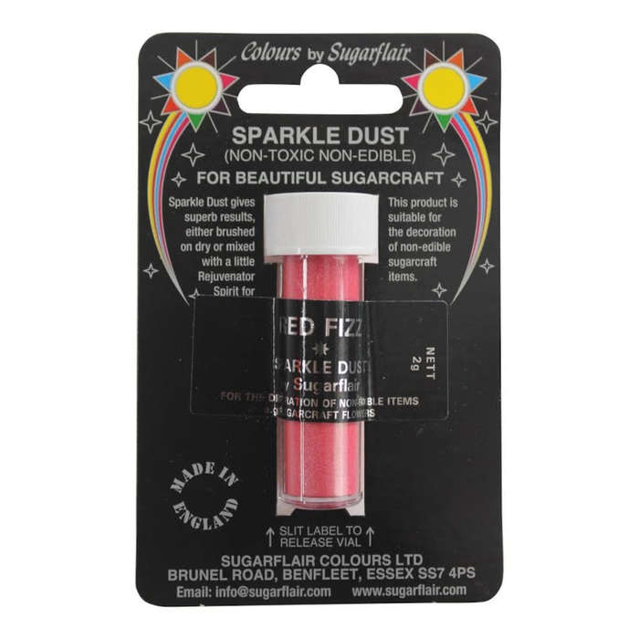 Sugarflair Red Fizz Sparkle Dust Non Toxic Non Edible Cake Glitter Sugarcraft