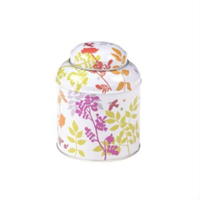 Virojanglor Floral Domed Metal Tea Coffee Sweets Tin Jar 90mm Diam x 110mm High