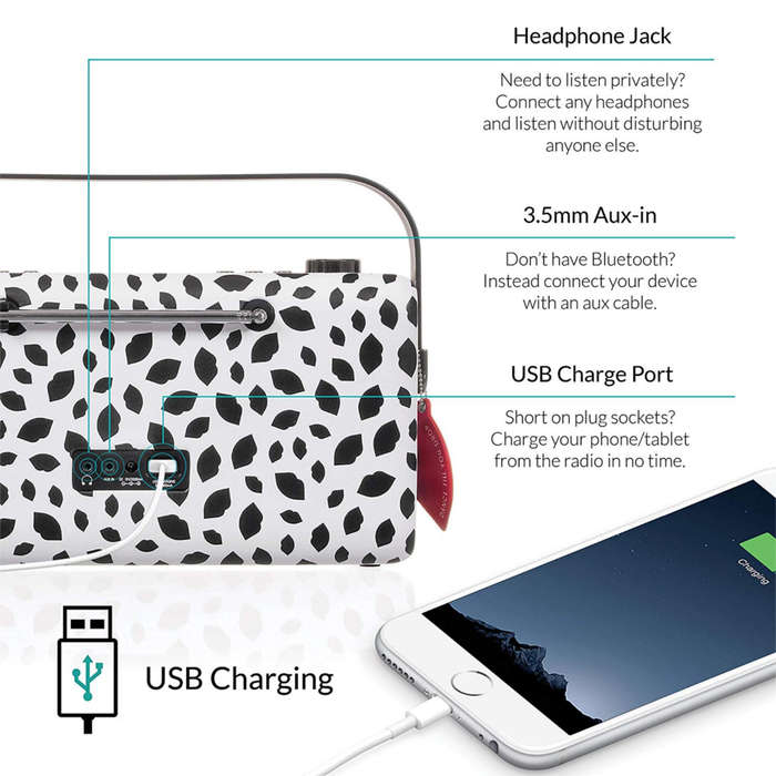 VQ Hepburn MKII Portable DAB+ FM Radio Bluetooth Speaker Lulu Guinness Black Lip