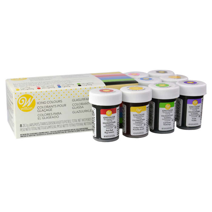 Wilton Icing Colour Edible Concentrated Food Colouring Gel 8 Colour Icing Set (BEST BEFORE)