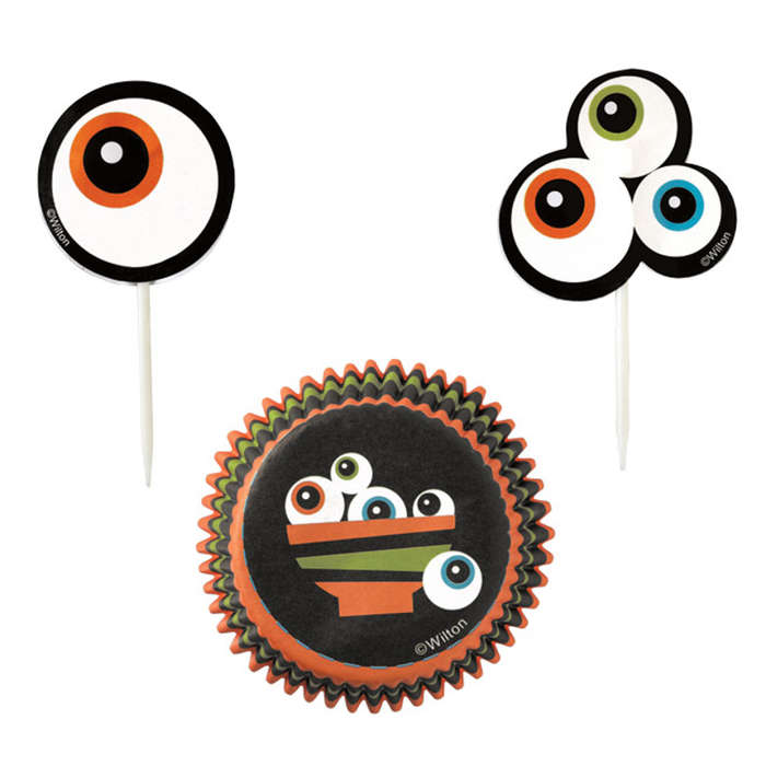 Wilton 24-Piece Ghoulish Gourmet Halloween Combo Pack Cupcake Cup Cases Picks