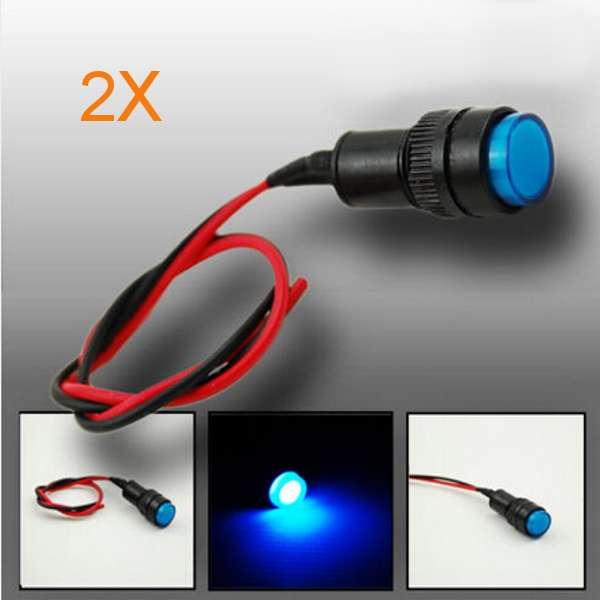 2X10mm Universal LED Indicator Dash Panel Warning Light Lamp