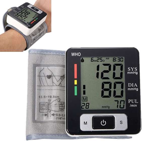 Digital LCD Wrist Sphygmomanometer Blood Pressure Monitor Meter