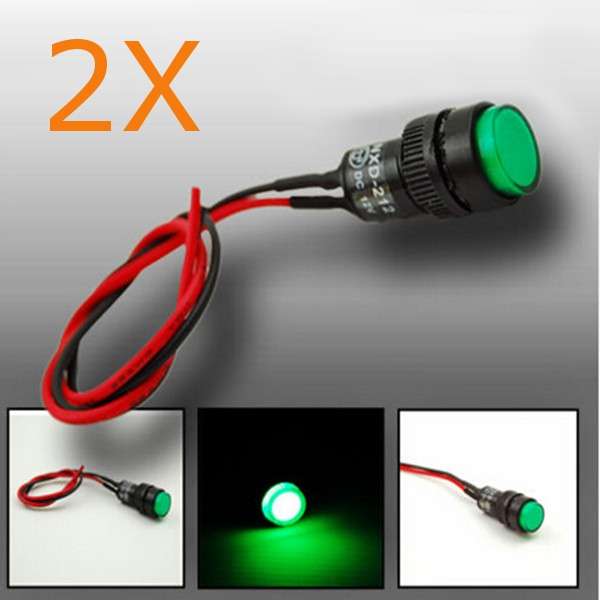 2X10mm Universal LED Indicator Dash Panel Warning Light Lamp