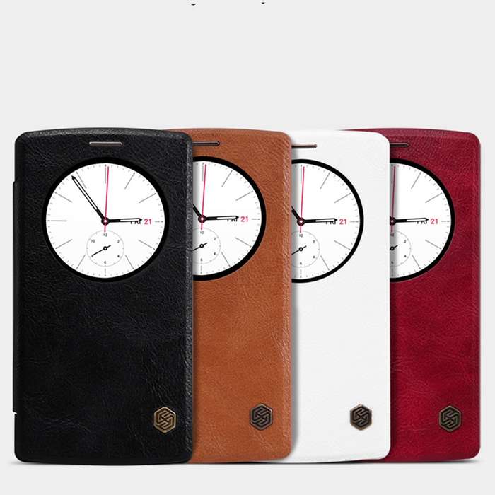 NILLKIN Qin Hollowed-Out Flip Genuine Leather Card Cover Smart Case For LG G4
