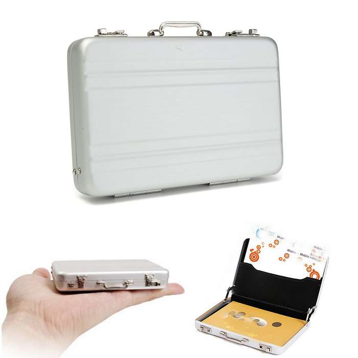 Aluminum Metal Password Suitcase Shape ID Credit Business Card Holder