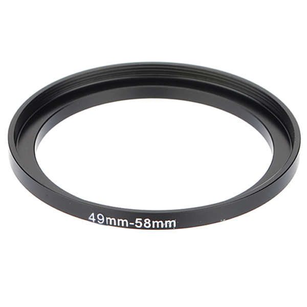 Black 49mm To 58mm Metal Step Up Lens Filter Ring Stepping Adapter