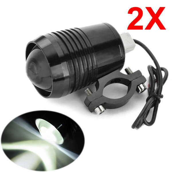 2Pcs Black Motorcycle Cree U2 LED Headlights High Low Beam Light