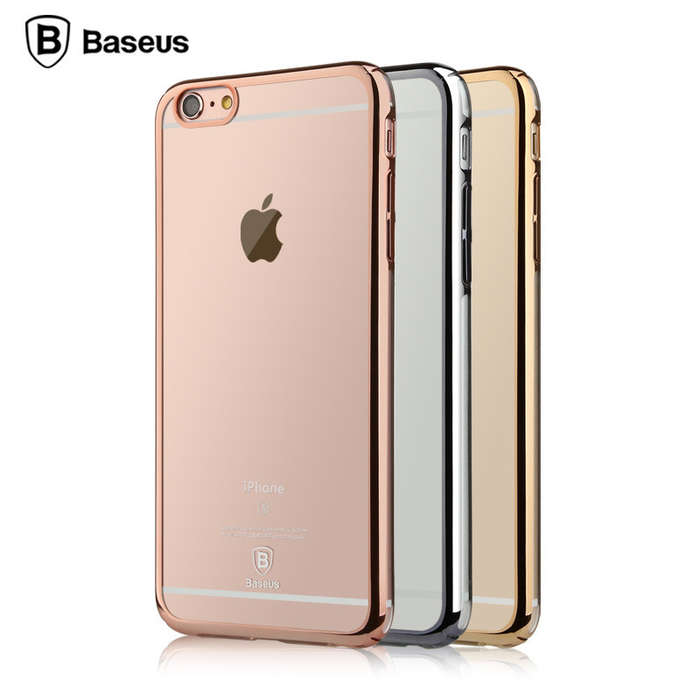 BASEUS Glitter Case Transparent Plating Hard PC Back Cover For iPhone 6/6S Plus